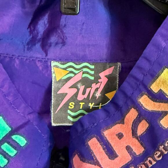 Fantastic Iridescent Purple Surf Style Vintage Windbreaker, One Size - Picture 7 of 11